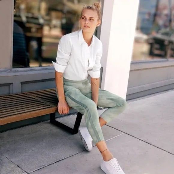 Athleta nolita slim tapered printed cropped pants size 2 seafoam green - Picture 5 of 13